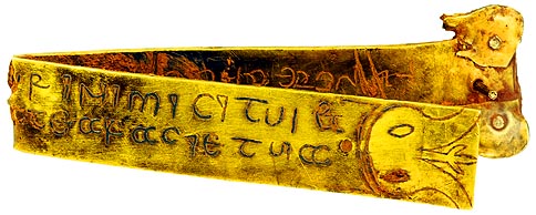 Biblical Inscription from the Staffordshire Hoard: from the Portable Antiquities Fickr Page -  Birmingham Museum and Art Gallery, used under a Creative Commons Attribution Licence